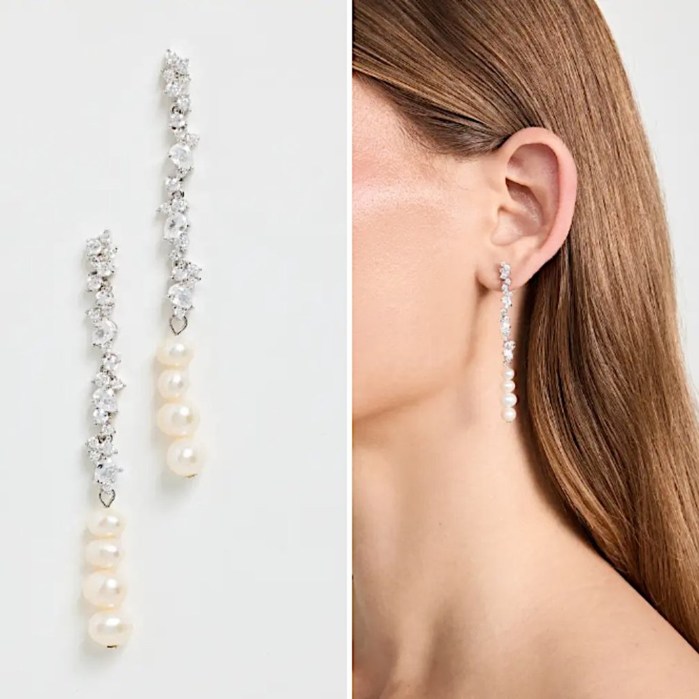 NEW~ Anthropologie SHASHI "Kalista or Celeste" Crystal & Pearl Drop Earrings